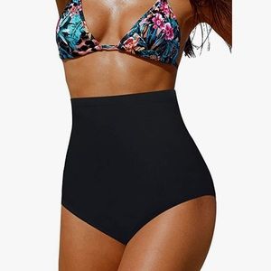 Upopby High Waisted Tummy Control Full Coverage Black Swimsuit Bottoms, …